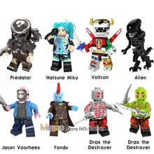 50шт \ Лот Хищник Хацунэ Мику вольтрон инопланетянин Джейсон Вурхиз Yondu Дракс Разрушитель Декстер строительные блоки Juguetes
