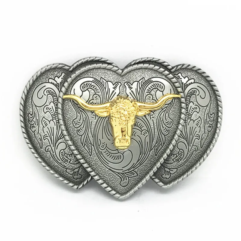 Western Cowboy Belt Buckle Metal Gold Bull Head Zinc Alloy Belt Buckle