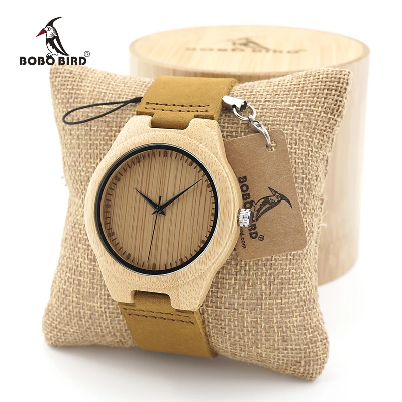 

BOBOBIRD men Brand Design Bamboo Wooden Watch Japanese iyota Quartz Movement Watch with Real Leather Band in Gift Box