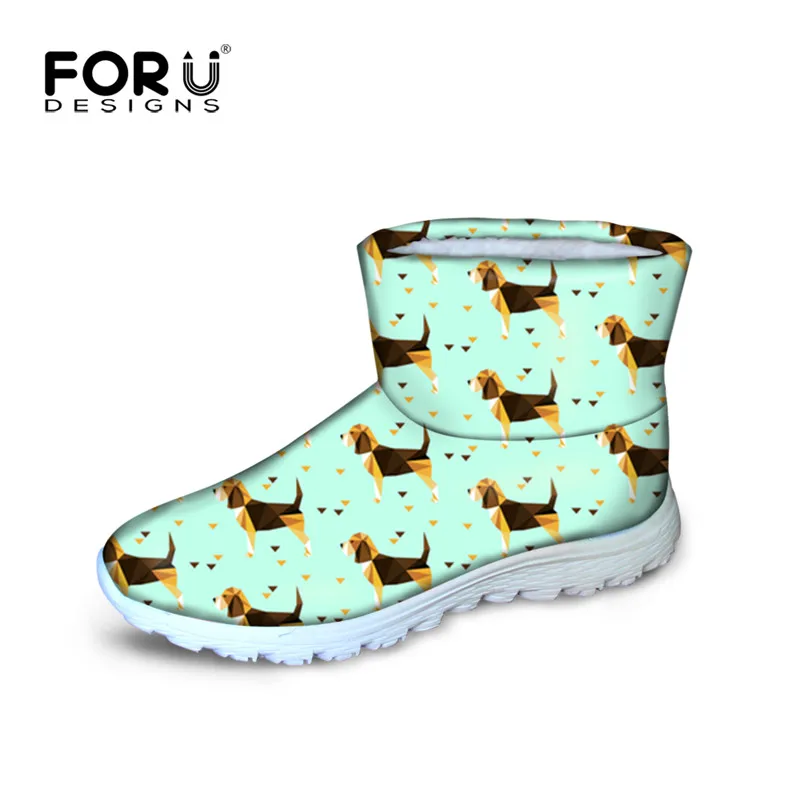 

FORUDESIGNS Winter Boots Women Beagles Pet Dog Printing Animal Snow Boots for Ladies Flats Ankle Botas Women's Winter Shoes 2018