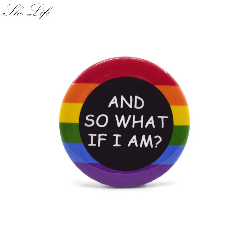 

Pride Rainbow Flag Badge Support Gay Lesbian Bisexual Pinback Button Badges Symbol Pin Decorative Unisex Fashion