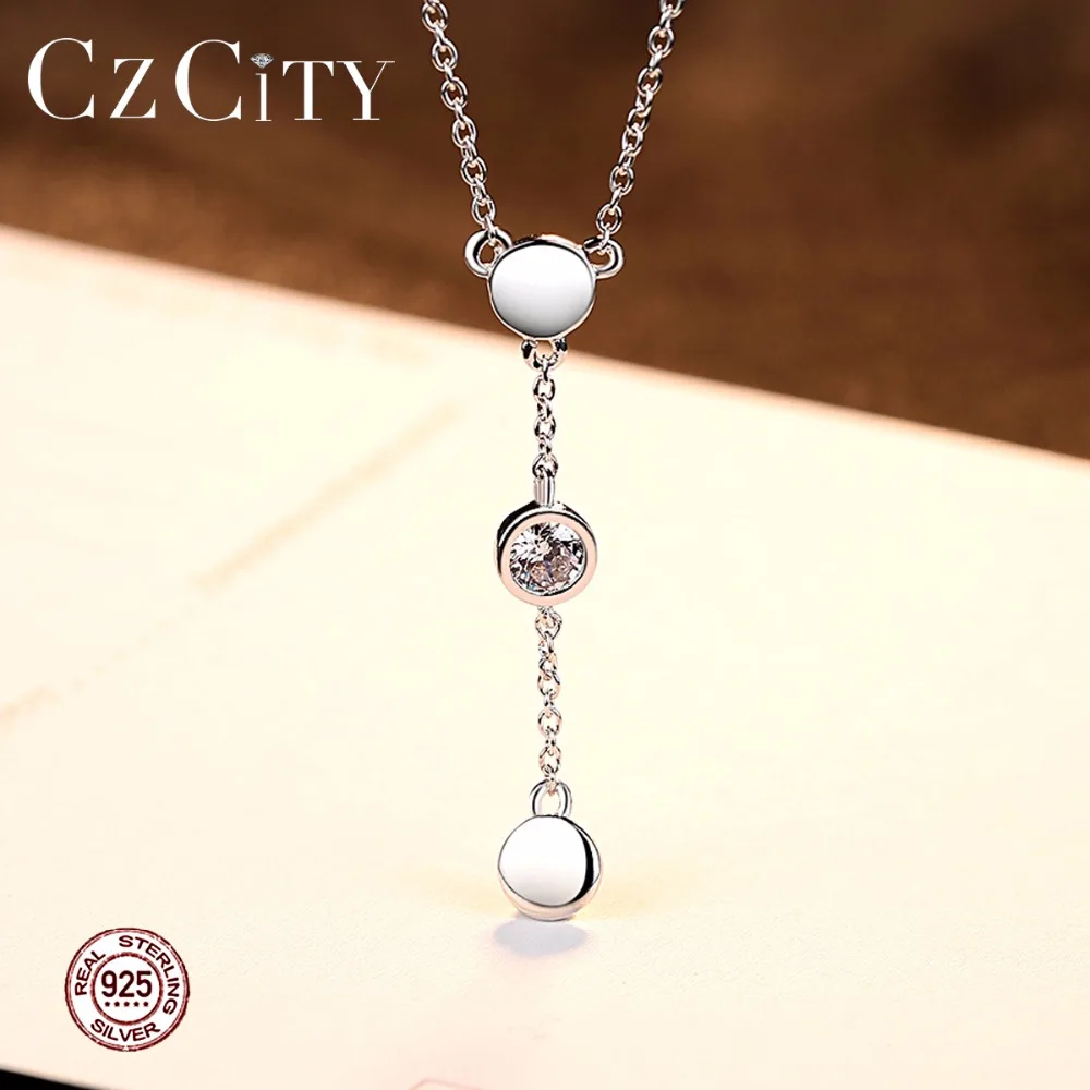 CZCITY, Брендовое ожерелье, 925 пробы, серебряная цепочка, ожерелье, чокер, воротник, крошечные кубические циркониевые кулоны, ожерелья, Женские Ювелирные изделия
