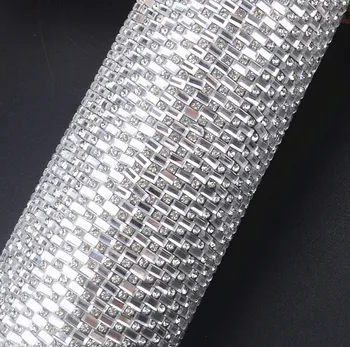 

1 pcs 24x40cm rectangle crystal glass Rhinestones Mesh Trim Hotfix Strass Crystal transfer Applique Wedding Dress Decorative