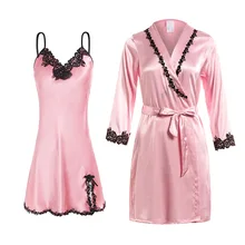 Женский сексуальный бюстгальтер, пижамы, шелковые халаты, платье, ночная рубашка, набор, женская ночная рубашка из двух частей, кружевные халаты, домашняя одежда
