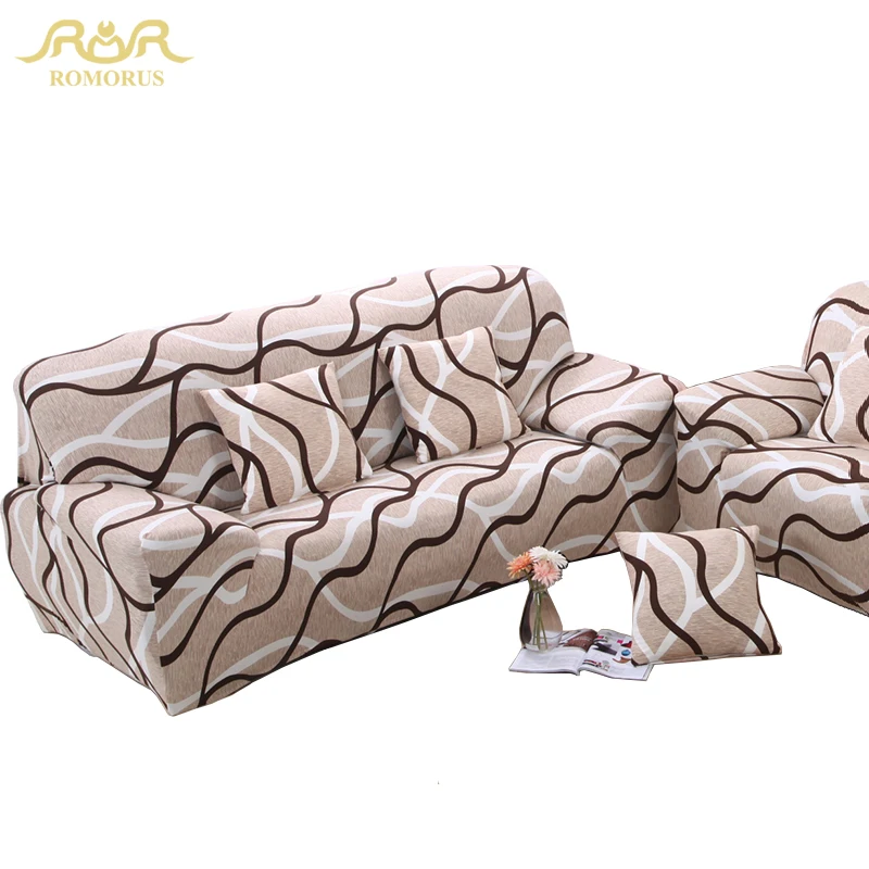 

ROMORUS Stripe Tight All-inclusive Sofa Couch Covers Stretch Elastic Wrap Entire Slipcover Single/Two/Three/Four-seat Sofa Cover
