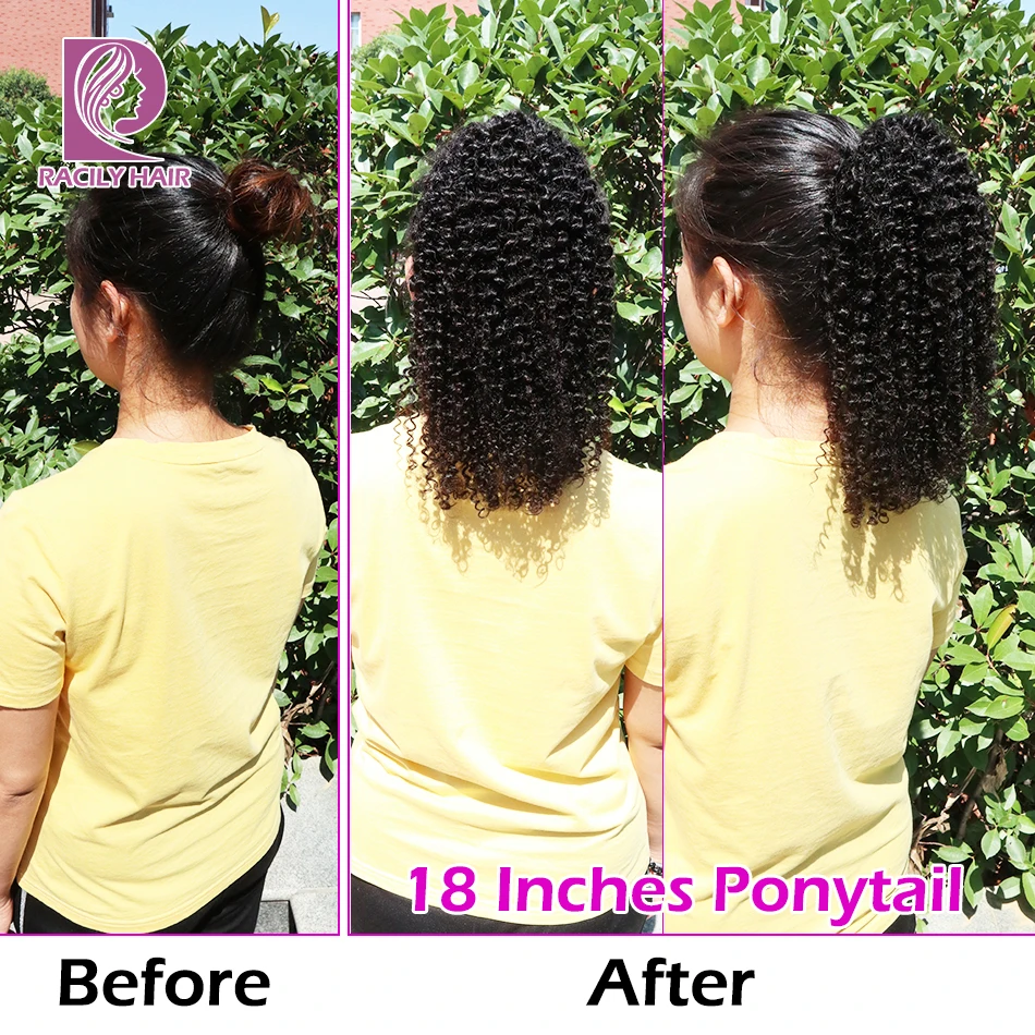 Racily Hair Afro Kinky Curly Ponytail Human Hair Remy Brazilian Drawstring Ponytail 1 Piece Clip In Hair Extensions 1B Pony Tail 6 Racily Hair Afro Kinky Curly Ponytail Human Hair Remy Brazilian Drawstring Ponytail 1 Piece Clip In Hair Extensions 1B Pony Tail 6