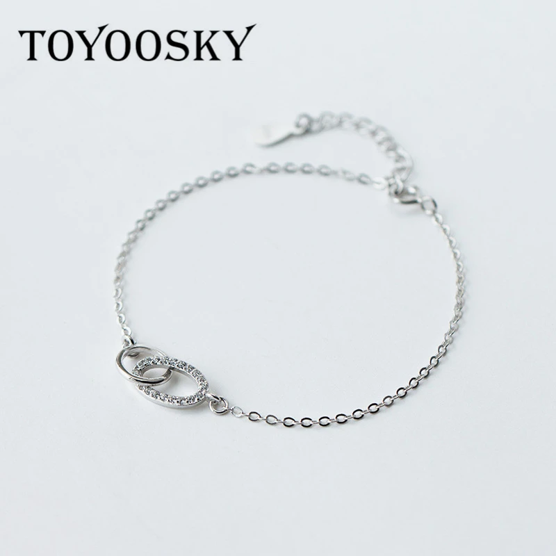 

Bracelets Real 925 Sterling Silver Geometric Oval Round Bracelets Simple Lucky Charms Fashion Jewelry