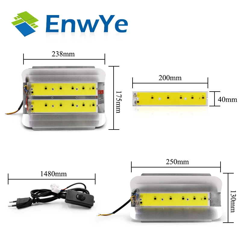 EnwYe 220 В Светодиодный прожектор Refletor 50 Вт 100 Вт COB простой прожектор светодиодный наружное освещение садовая лампа новейшая