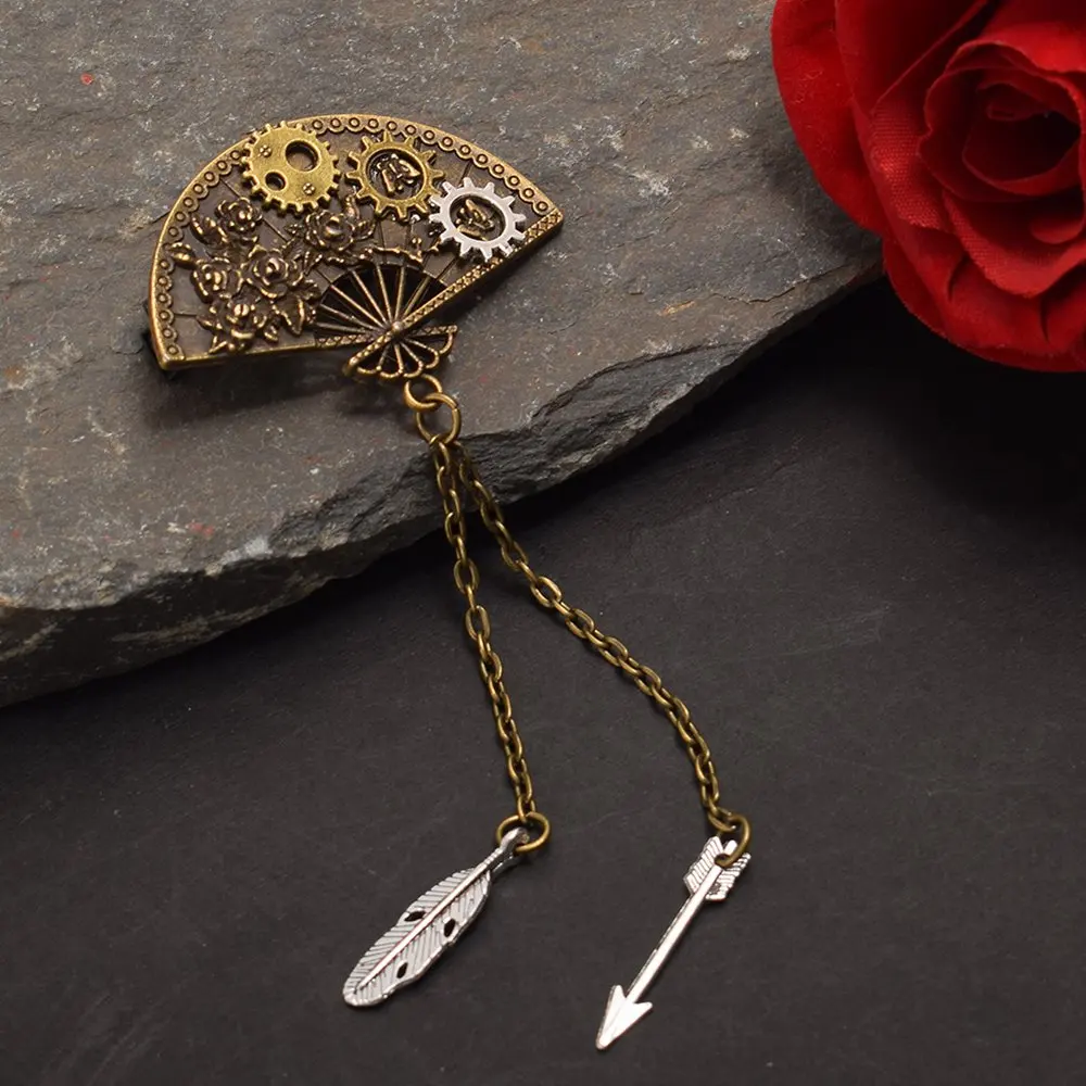 

Women Mini Fan Tassel Pendant Hair Clip Steampunk Lady Headwear Punk Gothic Style