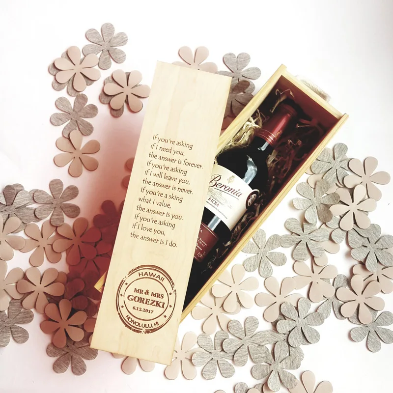  Free shipping 4PCSraw wood handmade lettering custom-made wine box Engagement wedding bridesmaid Be - 32918471492