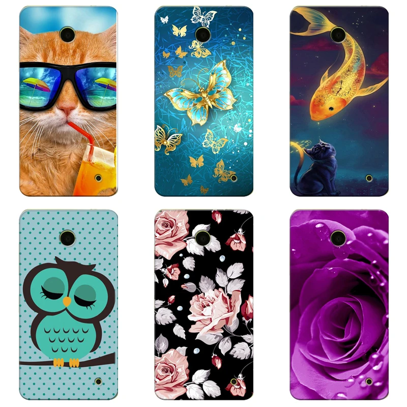 TPU لينة طباعة جراب هاتف لنوكيا Lumia 630 635 RM-978 974 لينة سيليكون الغطاء الخلفي حالة رسمت نمط روز زهرة قذائف