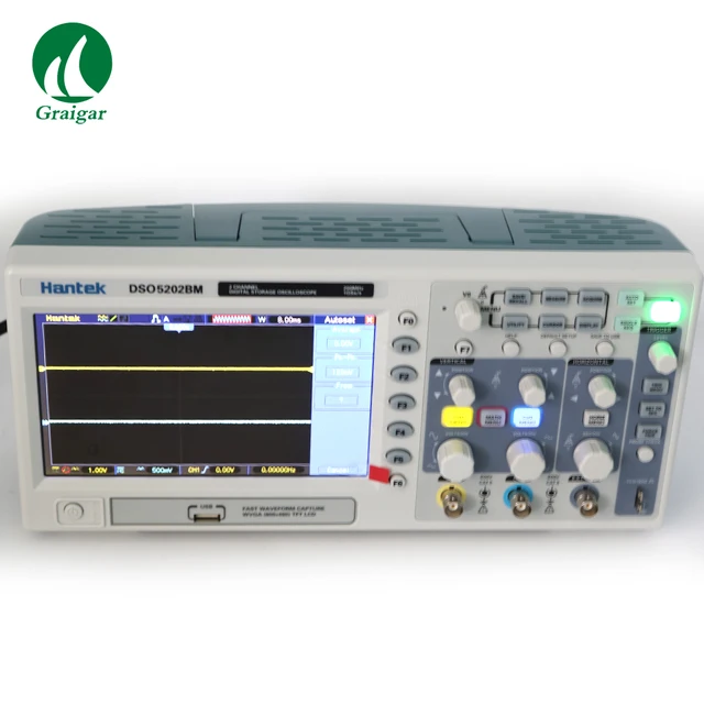 Cheap New Hantek DSO5202BM Digital Storage Oscilloscope 2 Channels 200MHz 1GSa/s 7" Color Display 2M Record Length