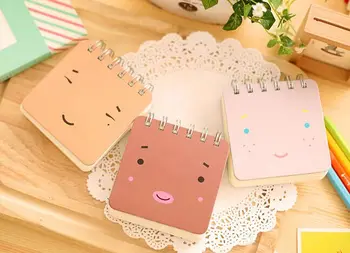 

Lovely smiling notebook blank Notebook Journal Planner caderno Square Coil portable Notepad for shcool supplies papelaria