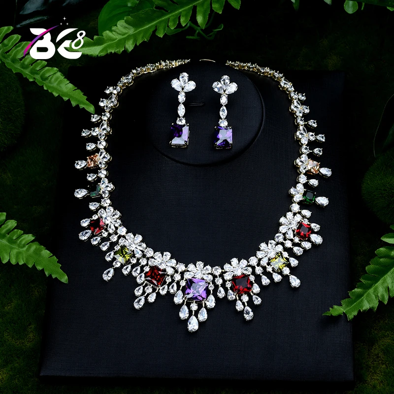 

Be 8 Brilliant Shinny Water Drop Jewelry Sets for Women Bride Necklace Set Wedding Jewelry Dress Accessories Party Show S392