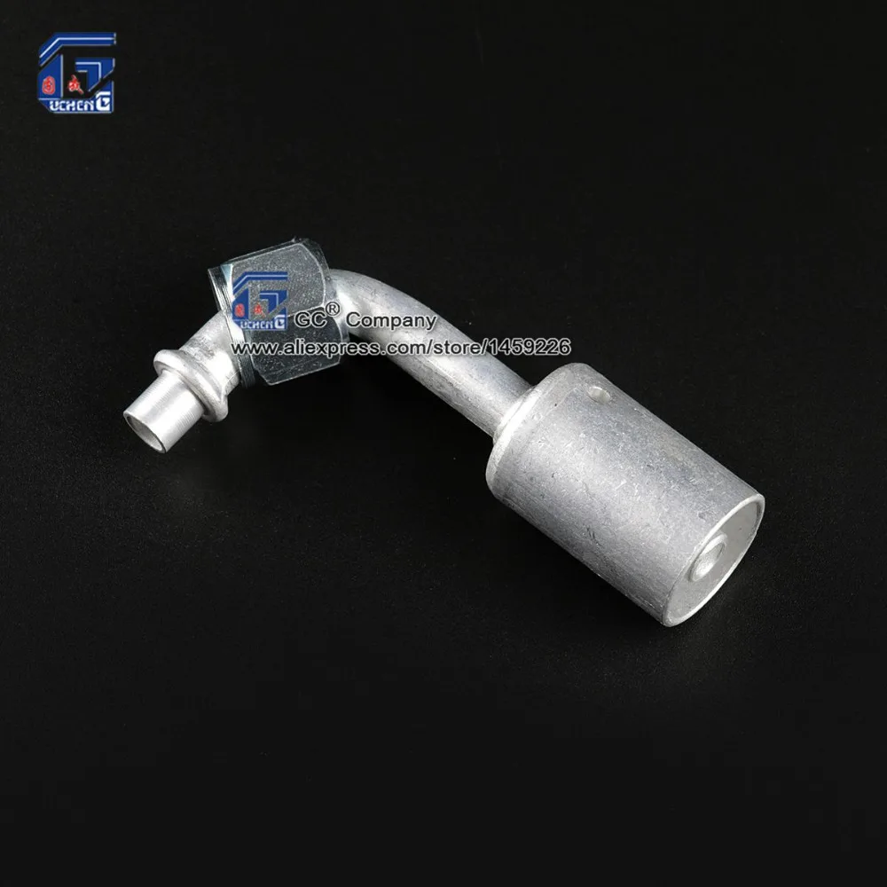 

#6 8mm Beadlock Fitting 90 Degree Female Nut O-ring with Ferrule for AC Air Conditioning Standard Barrier Hose 3/8