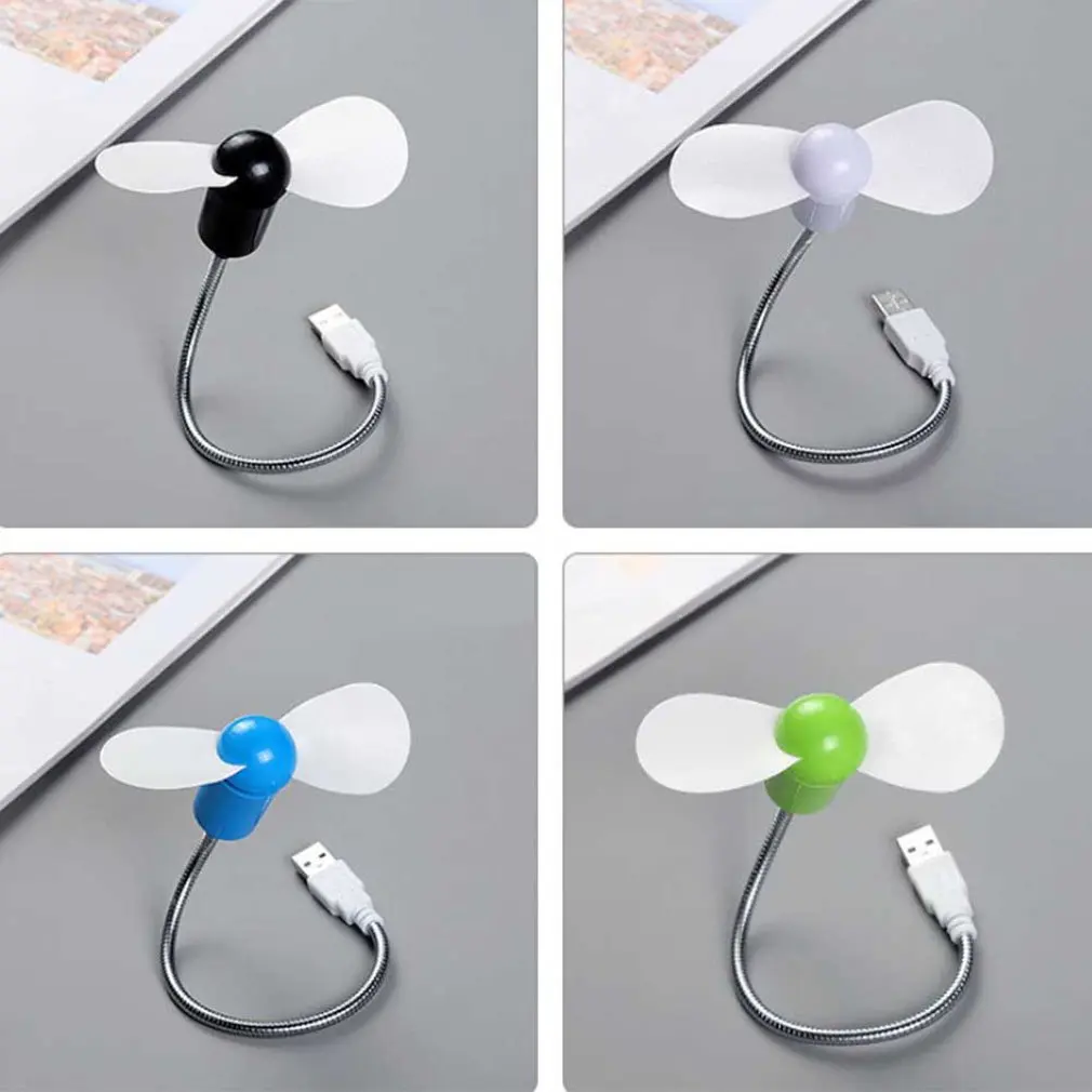 

USB Charging Lamtop Fan Cooler 2 Blade Flexible USB Laptop Desktop Fan Adjustable Gooseneck soft safe blades