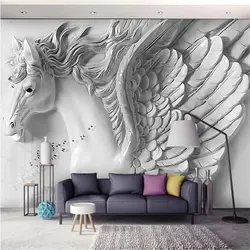 Beibehang моды трехмерной тиснением Pegasus личность Европейский обои кровать фоне обои для детской комнаты