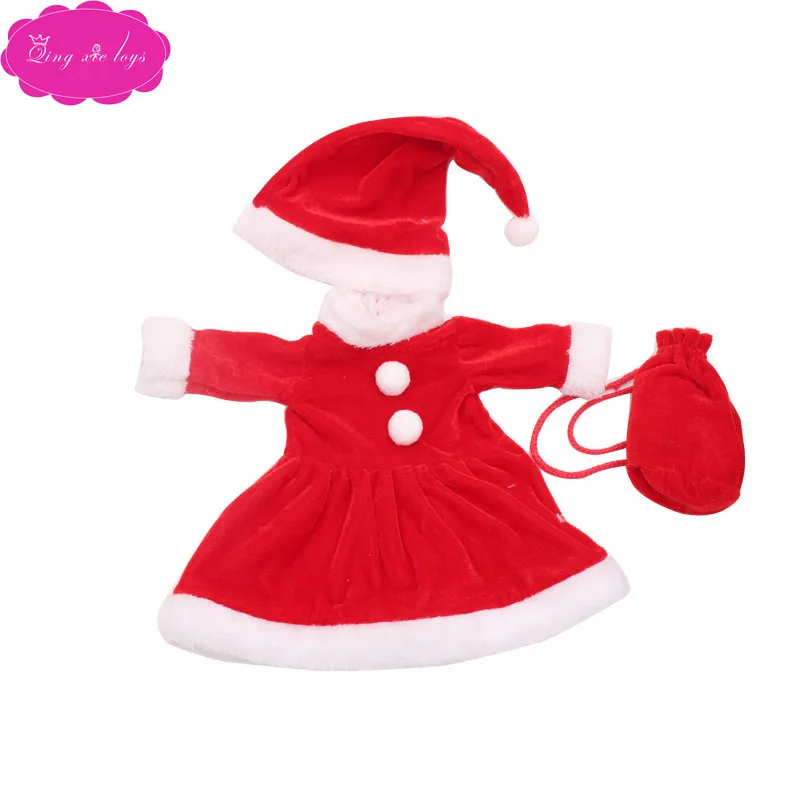 Одежда для кукол, рождественское красное платье, свитер, костюм, юбка, подходит для американских 18 дюймовых кукол для девочек и 43 см, Детская кукла f43