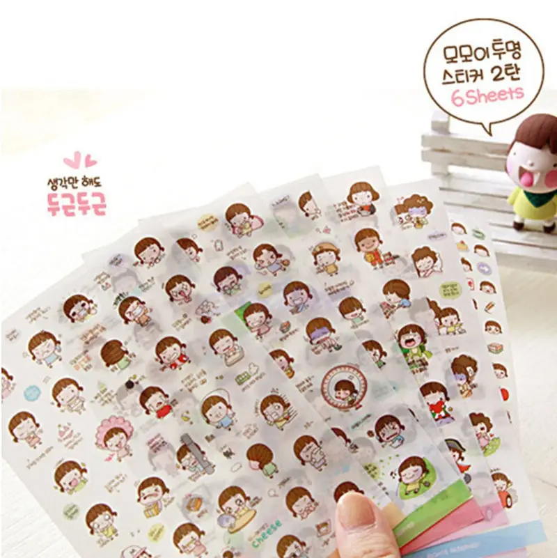 

6 Sheets DIY Mini Cartoon Print Notebook Album Calendar Memo Message Diary Notes Decor Scrapbook Paper Sticker fast shipping
