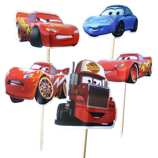 48pcs Lot Disney The Cars Lightning Mcqueen Cupcake Toppers For Kids 48pcs Lot Disney The Cars Lightning Mcqueen Cupcake Toppers For Kids Birthday Decoration Party Supplies