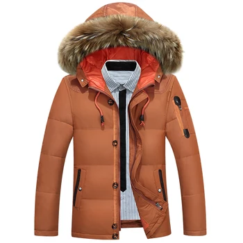 

zozowang Hot Sale 2018 New Men down jacket Winter Thick Warm Fashion Patchwork Men's Coat Hooded Men White duck down Coat