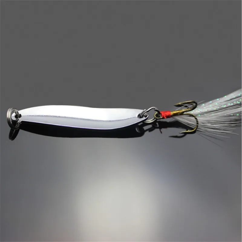 1Pcs 5g/7g/10g/13g/18g/21g Metal Fishing Lure Spoon Sequins Spinner with Feather Hard Bait For Sea lake lure Tool Wobblers