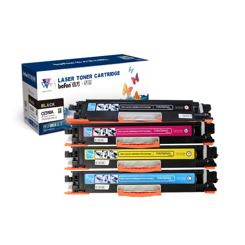 Цветной тонер картридж befon CE310A CE311A CE312A CE313A 126A совместимый с HP LaserJet Pro CP1025 M275 100 MFP M175a
