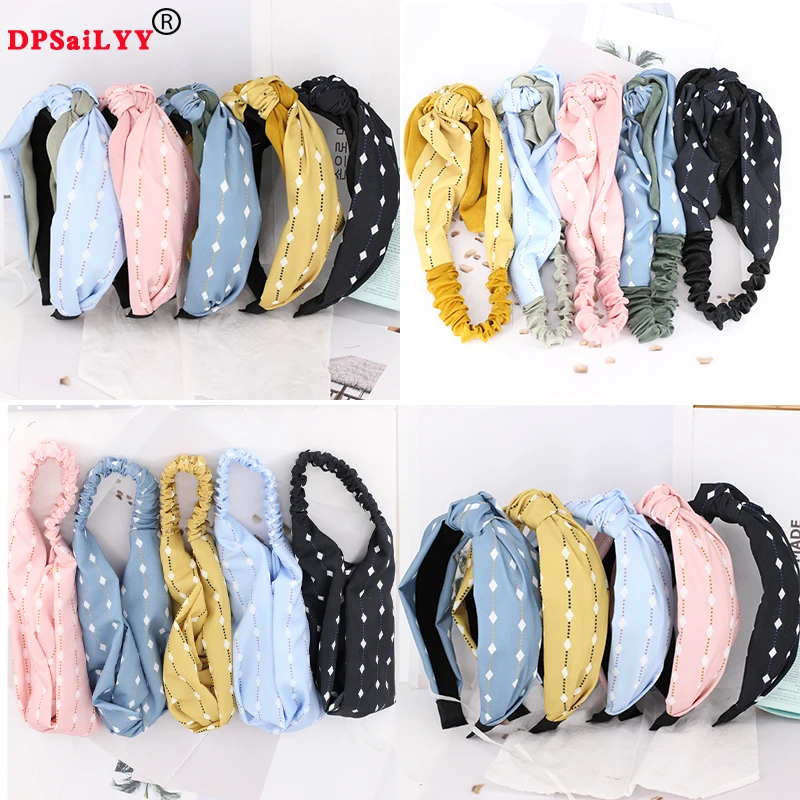 

DPSaiLYY 1PC Wholesale Lady Elastic Hairband Top Knot Turban Headband Women Hair Accessories No Slip Stay on Knotted Headband