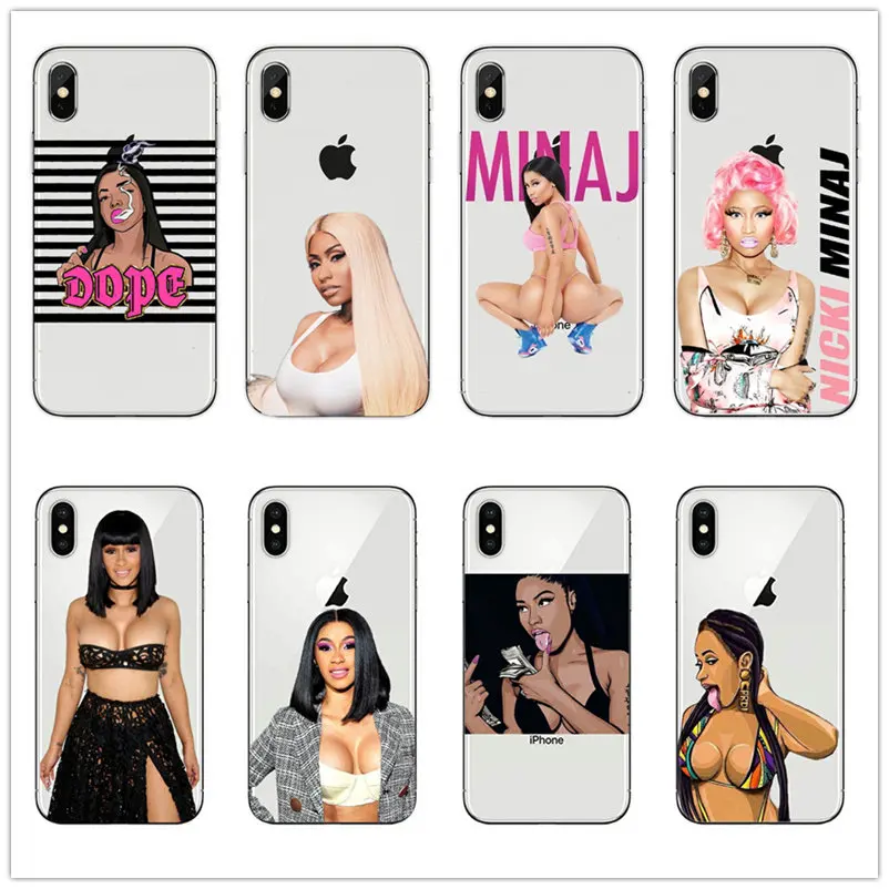 

Cardi B Nicki Minaj clear hard pc plastic Back cover for apple iPhone X XS MAX XR 6s 7 8 Plus 5 5s se sexy dope girls Phone case