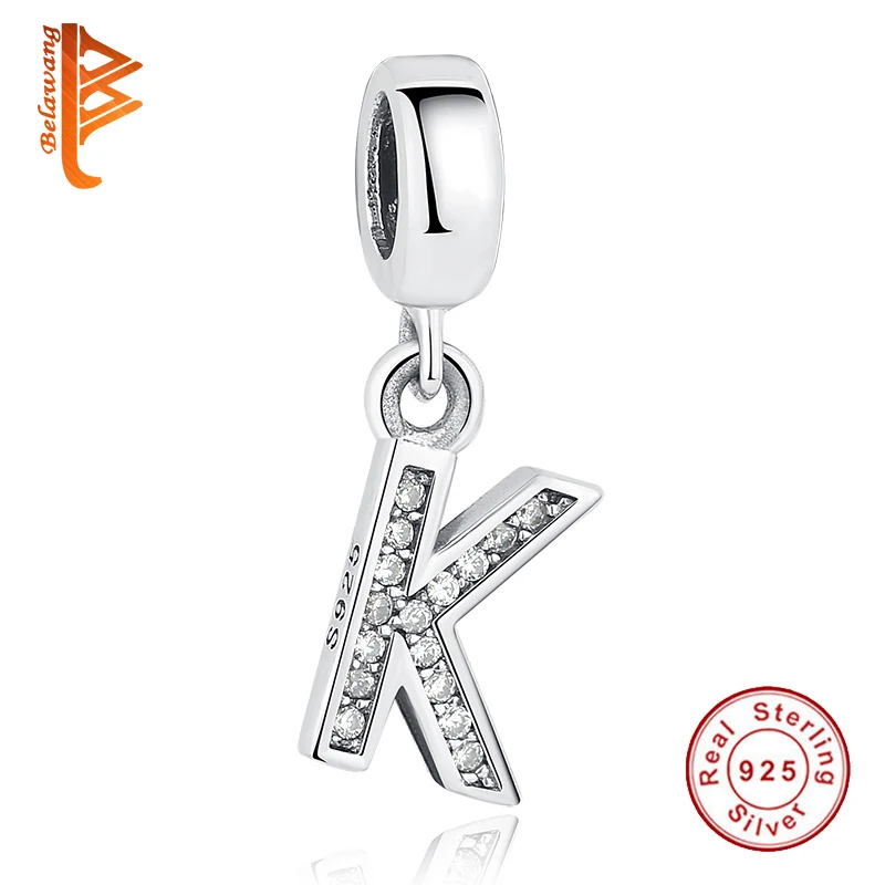 Sterling Silver CZ Crystal Alphabet Letters Genuine 925 Initials Charm Pendants 