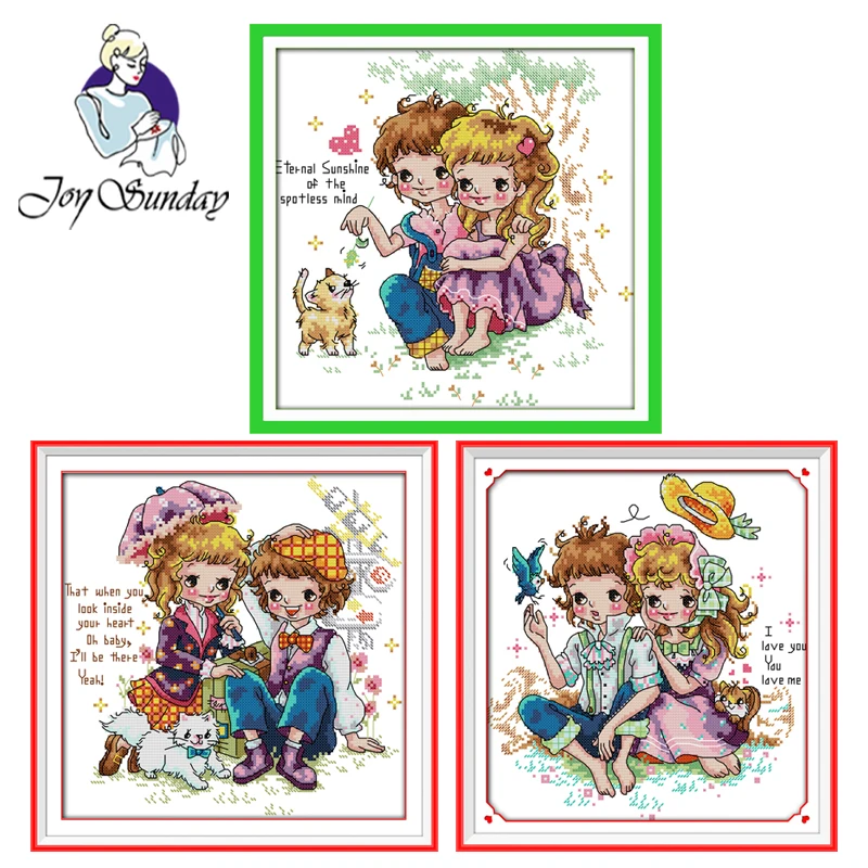 

Joy Sunday,Happy Day,cross stitch embroidery set,printing cloth embroidery kit,needlework,cartoon pictures cross stitch set