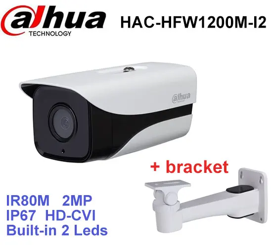 

Dahua HDCVI Camera DH-HAC-HFW1200M-I2 HD 1080P 2MP built-in 2 leds IR 80m security cctv Camera with bracket