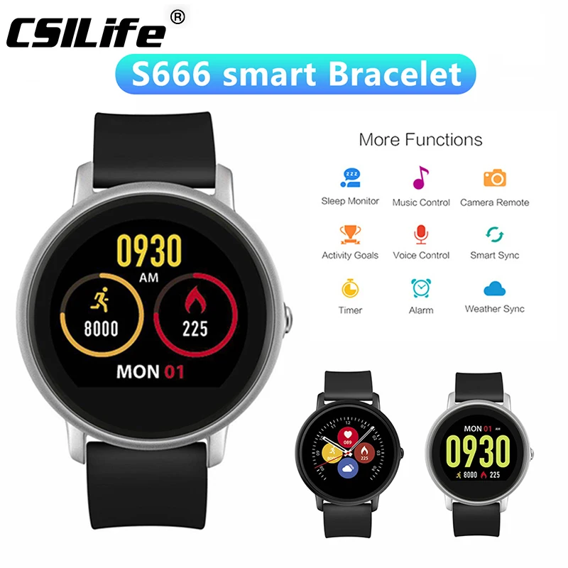 CSILife S666 любителей Смарт Браслет сердечного ритма мониторинга вызова сообщение Push