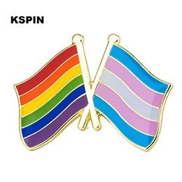 LGBT Pride 6 цветов Радужный Флаг Pinback Кнопка значок жетон для геев - Окраска металла: XY0324