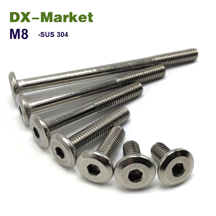 M8x10mm 100mm 304 нержавеющая сталь плоская головка болта sus304 мебельные крепежи M8