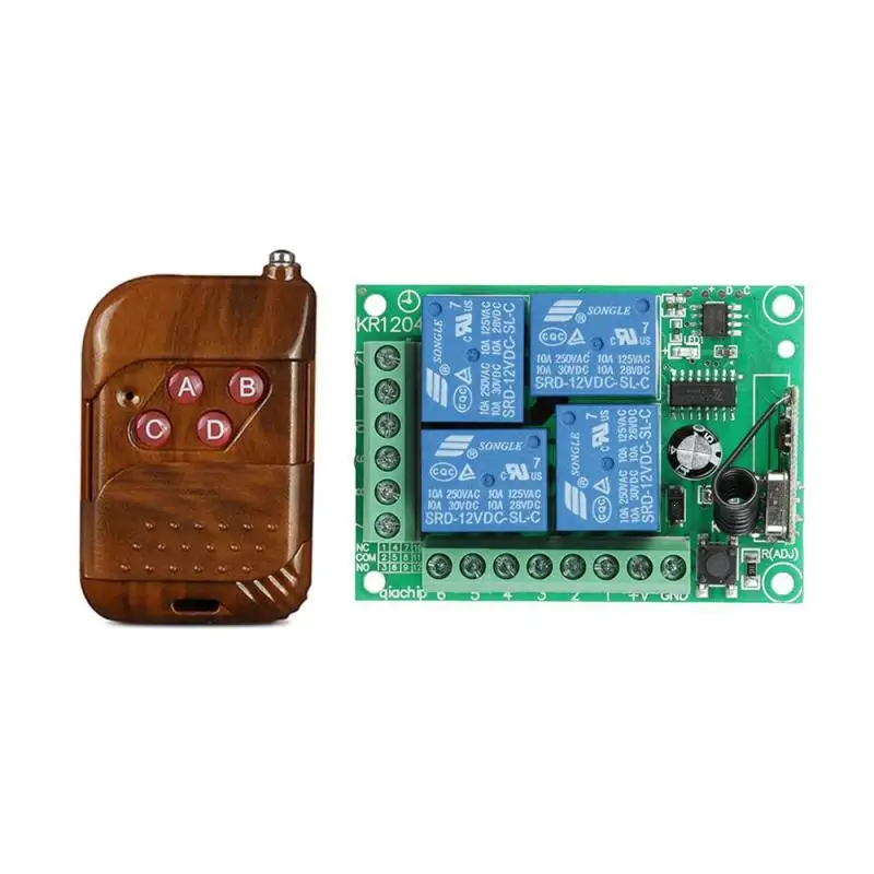 RF 4 Channel Transmitter 4 Channel Receiver Learning Code Opener Receiver Remote Garage Door