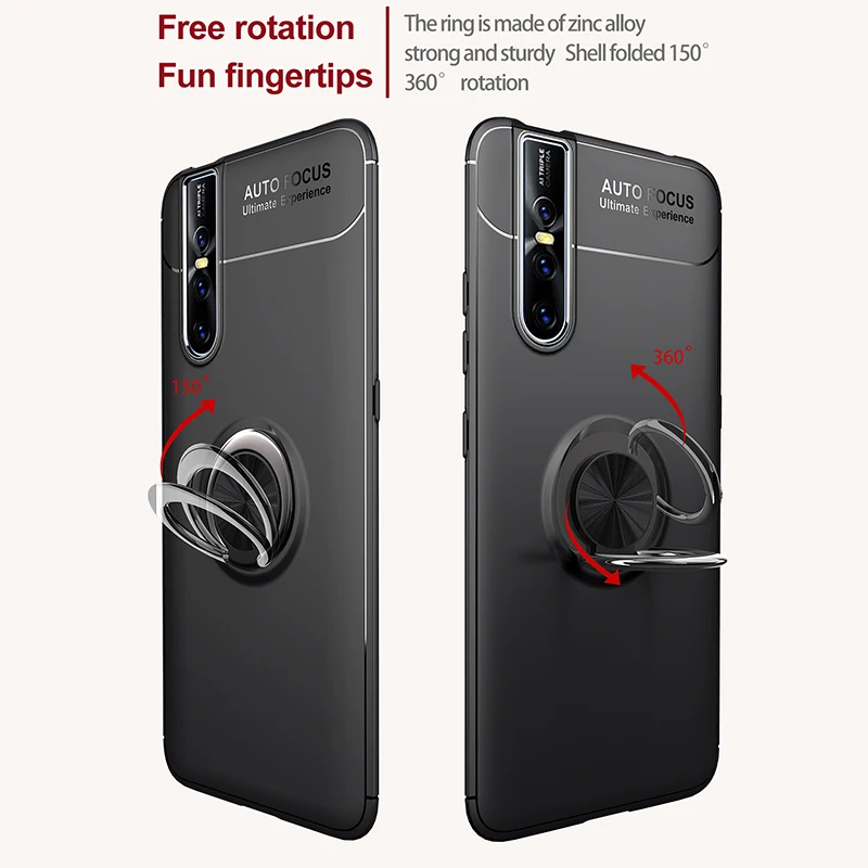 MAKAVO For VIVO V15 Case Finger Ring Holder Matte Soft Silicone Back Cover For vivo V15 Pro Phone Case MAKAVO For VIVO V15 Case Finger Ring Holder Matte Soft Silicone Back Cover For vivo V15 Pro Phone Case