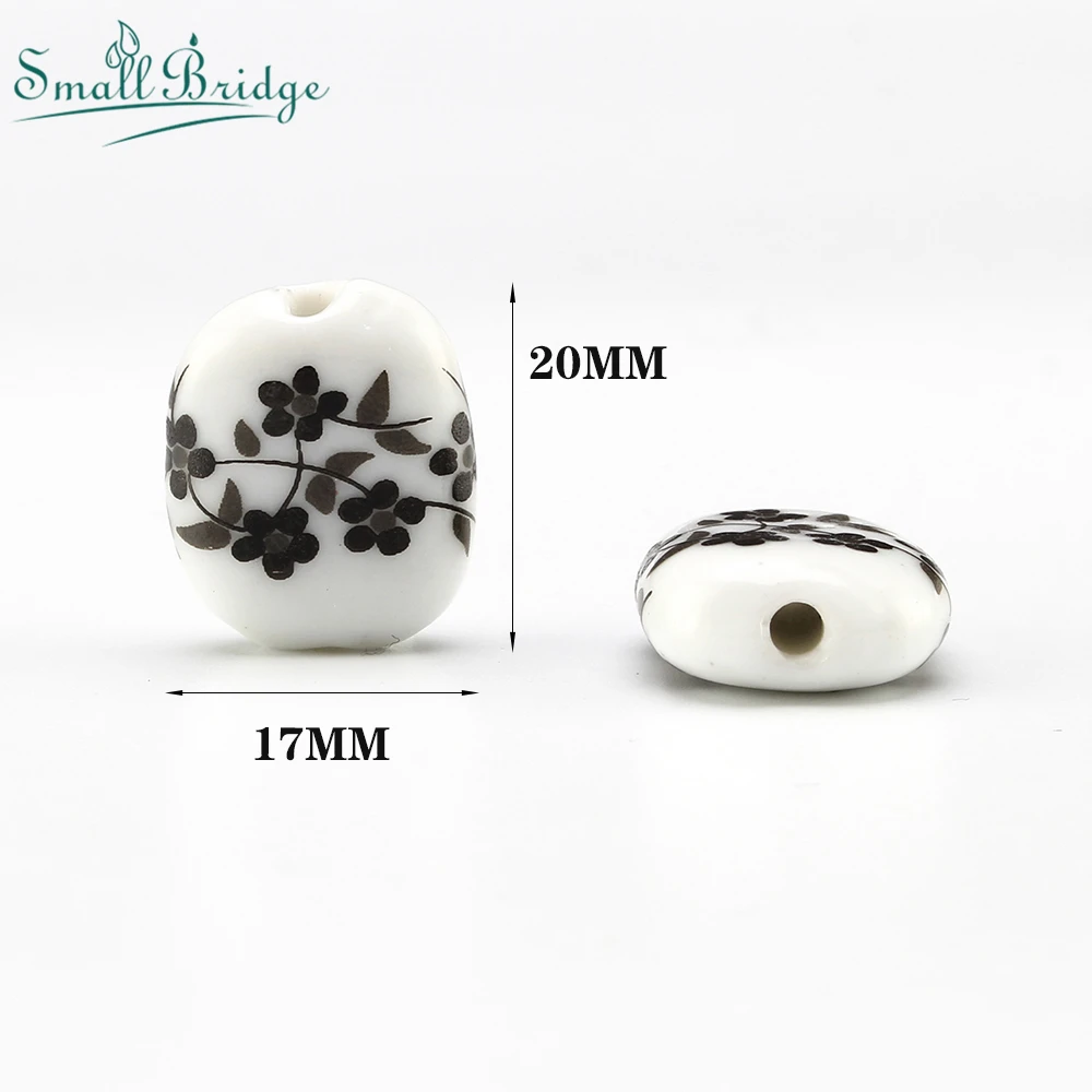 15 мм черный цветок глазурованные керамические бусины для изготовления ювелирных изделий браслет DIY аксессуары свободные разделители Шарм фарфоровые бусины