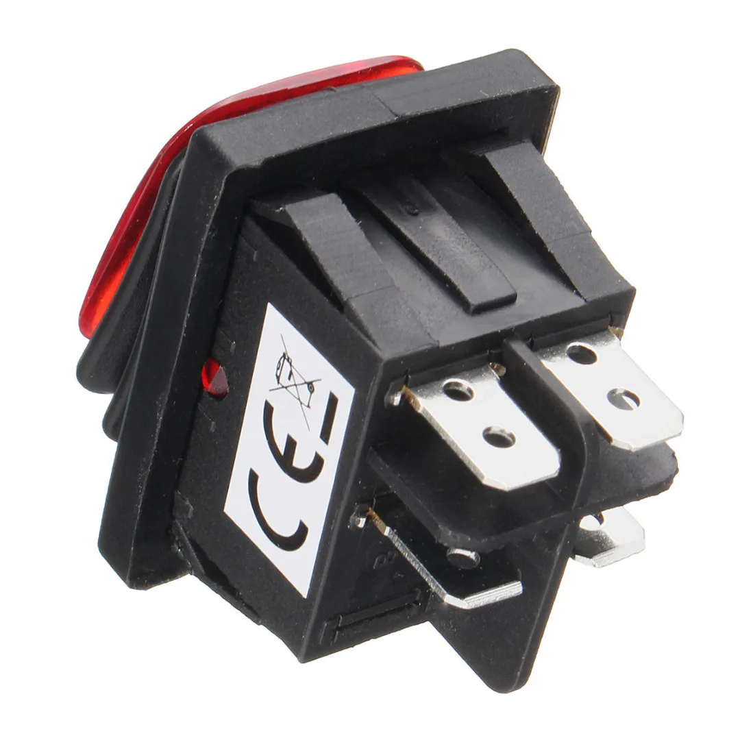 1pcs Waterproof Car Boat Marine On-Off 4 Pin LED Rocker Toggle Switch Momentary