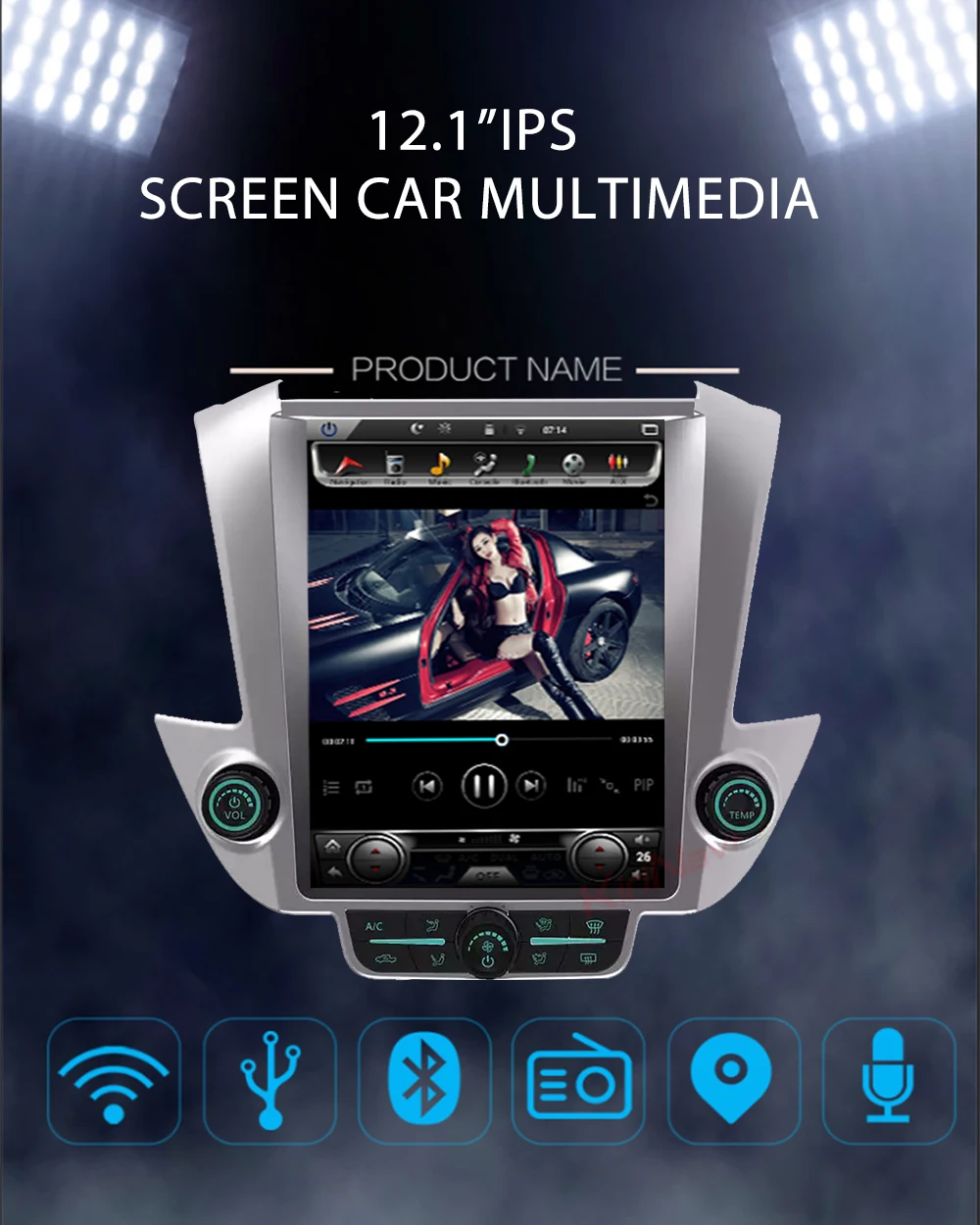 KiriNavi Telsa стиль вертикальный экран 12,1 ''1din Android 8,1 Автомагнитола Авто gps навигация для CHEVROLET Tahoe Suburban Yukon 4G