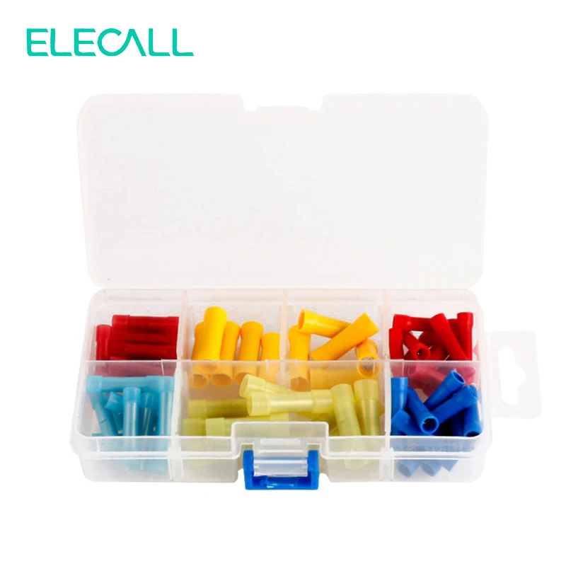 

60Pcs/Box 6 In 1 Connector Terminals Full Insulation Middle Joint / Cold Copper Wire / Terminals / Connecting Pipe
