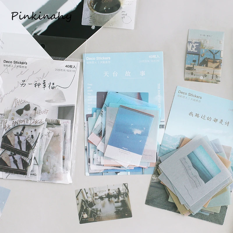 

40 pcs/pack Blue Story Sky Clouds Bullet Journal Decorative Travel Stickers Scrapbooking DIY Diary Album Stick Lable stationery