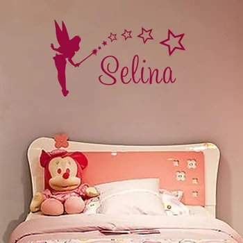 

Top Decoration Family Cartoon Beautiful Fairy And Stars Welcome Wall Stickers Custom Kids Wallpaper For Girl Bed Room