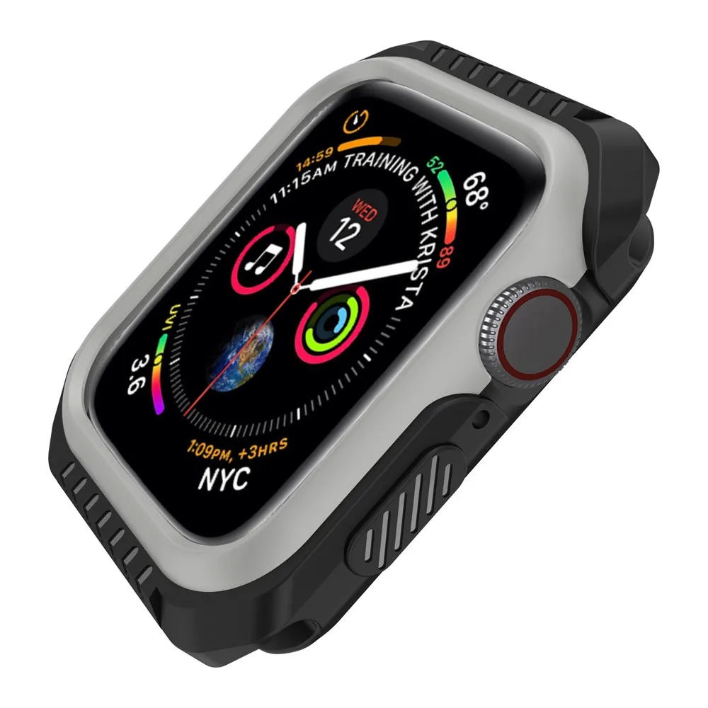 Модные прочные Чехлы для часов, мягкий силикон, 2 в 1, двухцветный чехол-бампер для Apple watch Series 4, 44 мм, простой чехол для часов