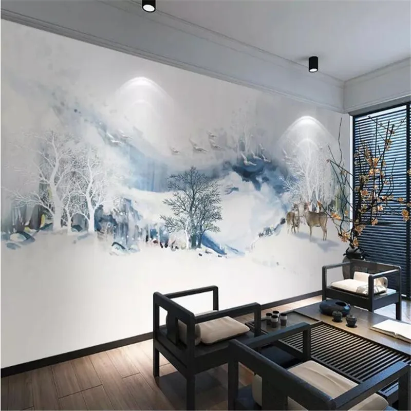 Artistic landscape mountain elk flying bird background wall professional production mural wholesale wallpaper custom photo wall Artistic landscape mountain elk flying bird background wall professional production mural wholesale wallpaper custom photo wall