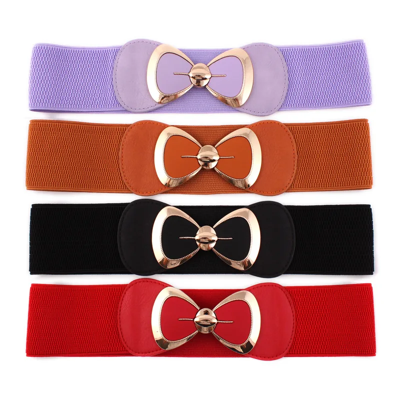 

Hot Women Bowknot Cummerbunds Elastic Bow Wide Stretch Bukle Waistband Waist Belt corset belt ceinture femme cinturones mujer