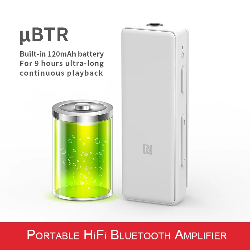 FiiO uBTR Bluetooth 4,1 спортивный аудио музыкальный беспроводной приемник с поддержкой aptX/AAC/NFC и Micphone, Vol контроллер для Xiaomi/Iphone