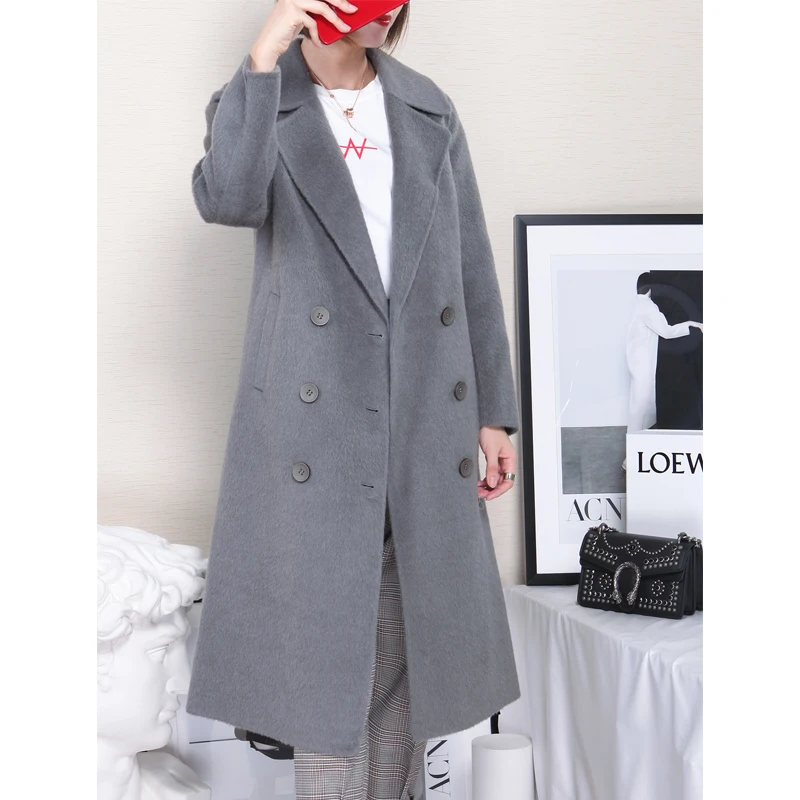 Loisirs Veste 2018 37030 Gris Maylooks hiver Style Dame Long Laine Mode Solide Femmes Nouvelle Automne Manteau Lady 7xZd0Z