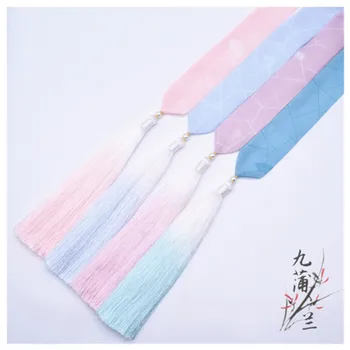 

Joker adorn article cos tire hanfu female hair band wide tassel printing and fresh hair is tie - in