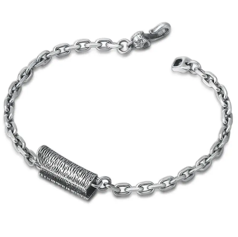 925 стерлингового серебра модные счастливые богатые Мужчины Женщины гроб Ретро S925 браслет(FGL